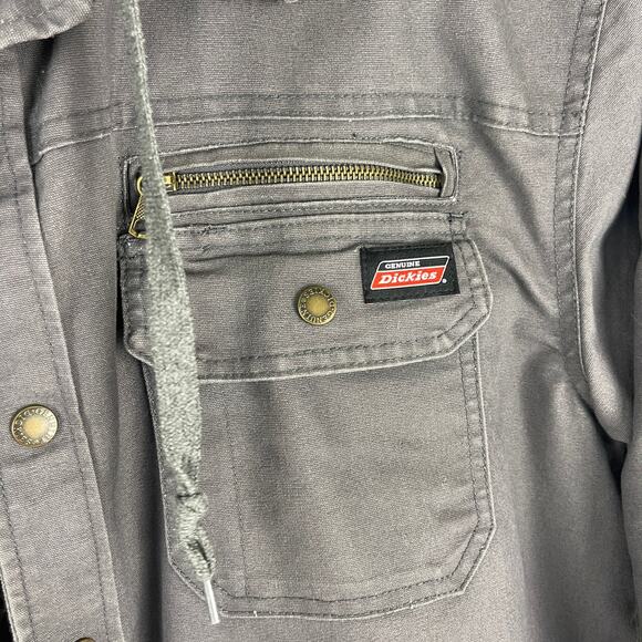Dickies Water Repellent Duck Hooded Canvas Shirt Jacket Slate Grey Mens XL 46/48 - Picture 11 of 13